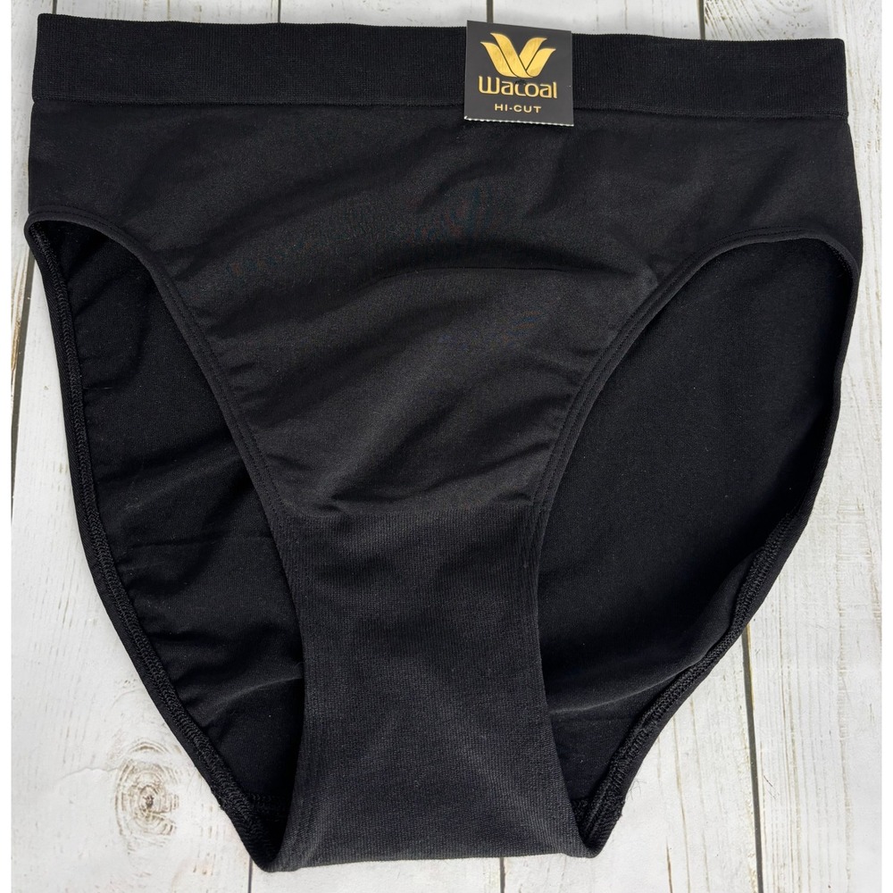 Wacoal B-Smooth Hi-Cut Brief Panty Black Seamless 834175 6/Medium NWT B027